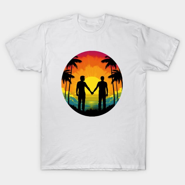 Gay Pride 2023 - Gay men holding hands - cute LGBT T-Shirt by RichieDuprey